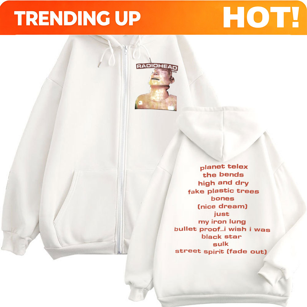 Mens Fashion Zip Up Hoodies - Rock Band Radiohead Müzik Albümü Fermuarlı
