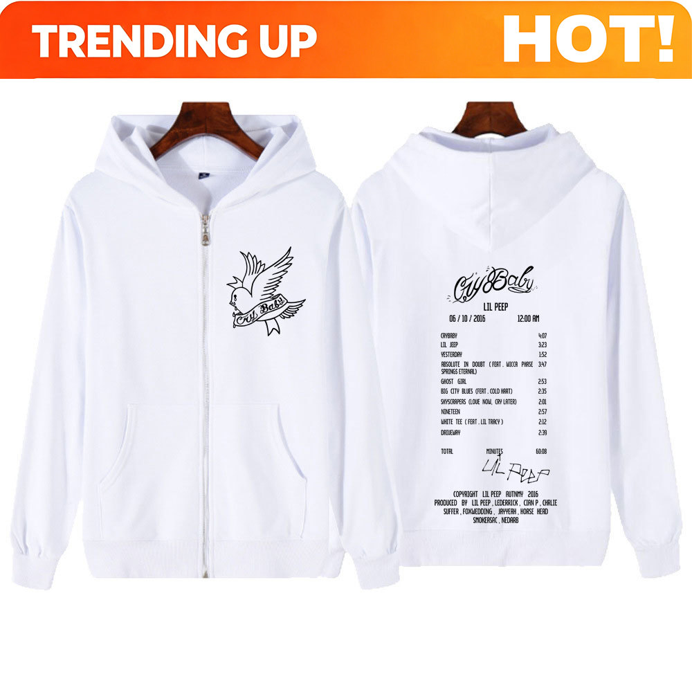 Mens Fashion Zip Up Hoodies - Rapper Lil Peep Cry Baby Albümü