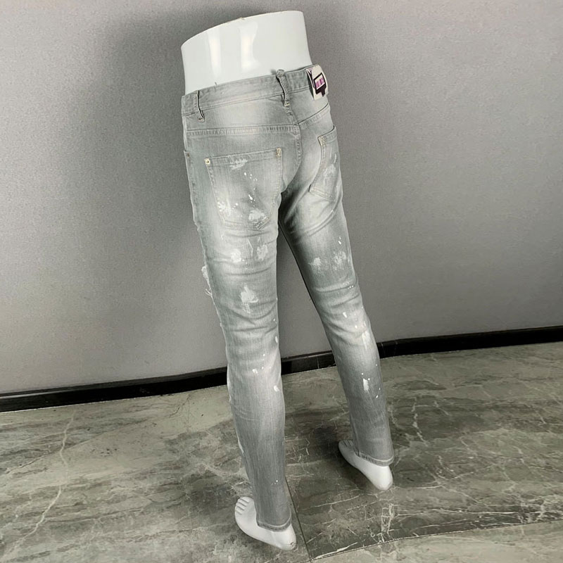 Men'S Fashion Grey Jeans - Moda olan yeni erkek jeanleri, yırtık,