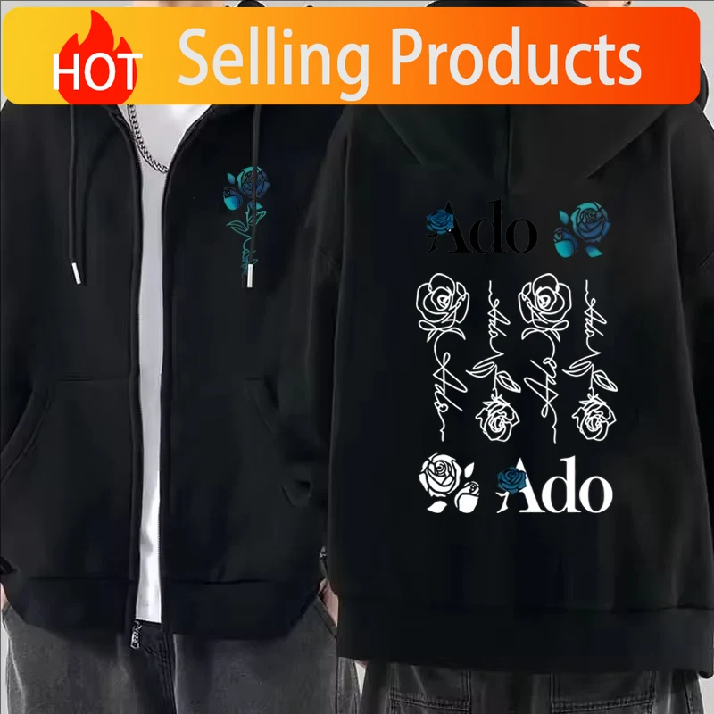 Mens Fashion Zip Up Hoodies - 2026 Ado Grafik Baskılı Fermuarlı Kapüşonlu