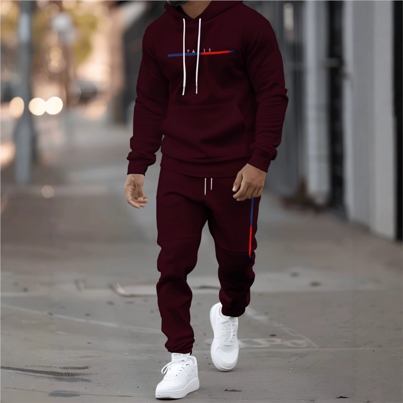 Mens Fashion Clothes - Erkek Eşofman Takımı, Kapüşonlu Üst ve