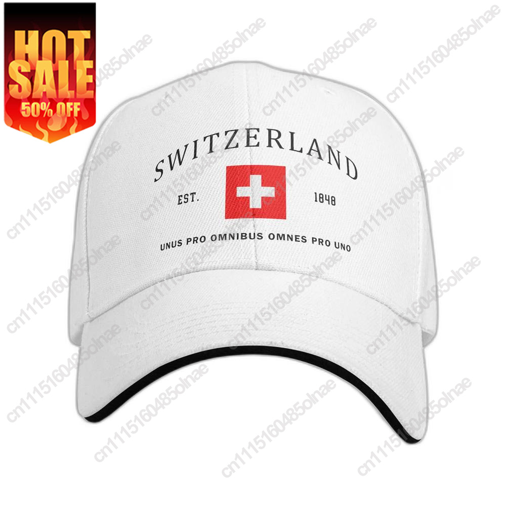 Men'S Fashion With Hat - Kişiye Özel Tasarım, İsviçre Bayraklı Beyzbol