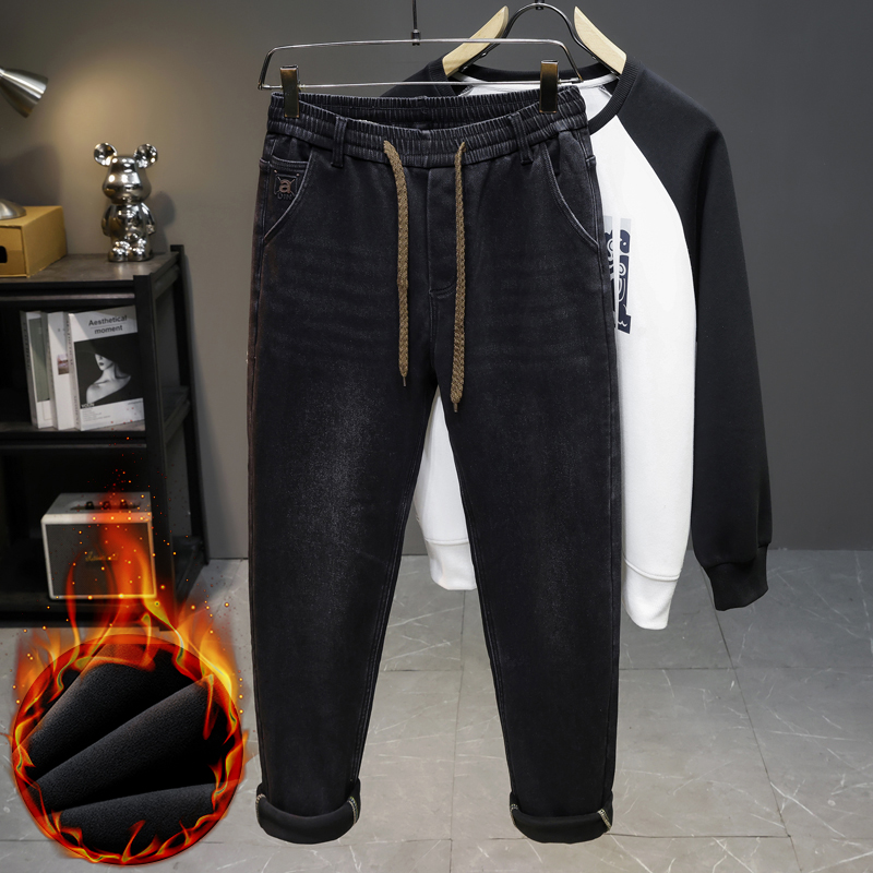 Men'S Fashion Grey Jeans - Erkekler için Yeni Sezon Kışlık Polar