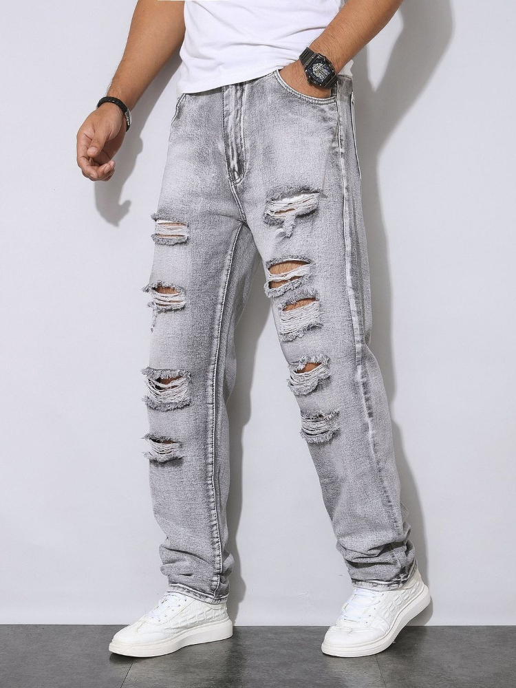 Erkek Sonbahar Kış Eskitilmiş  - Men'S Fashion Grey Jeans incelemesi ve fiyatı