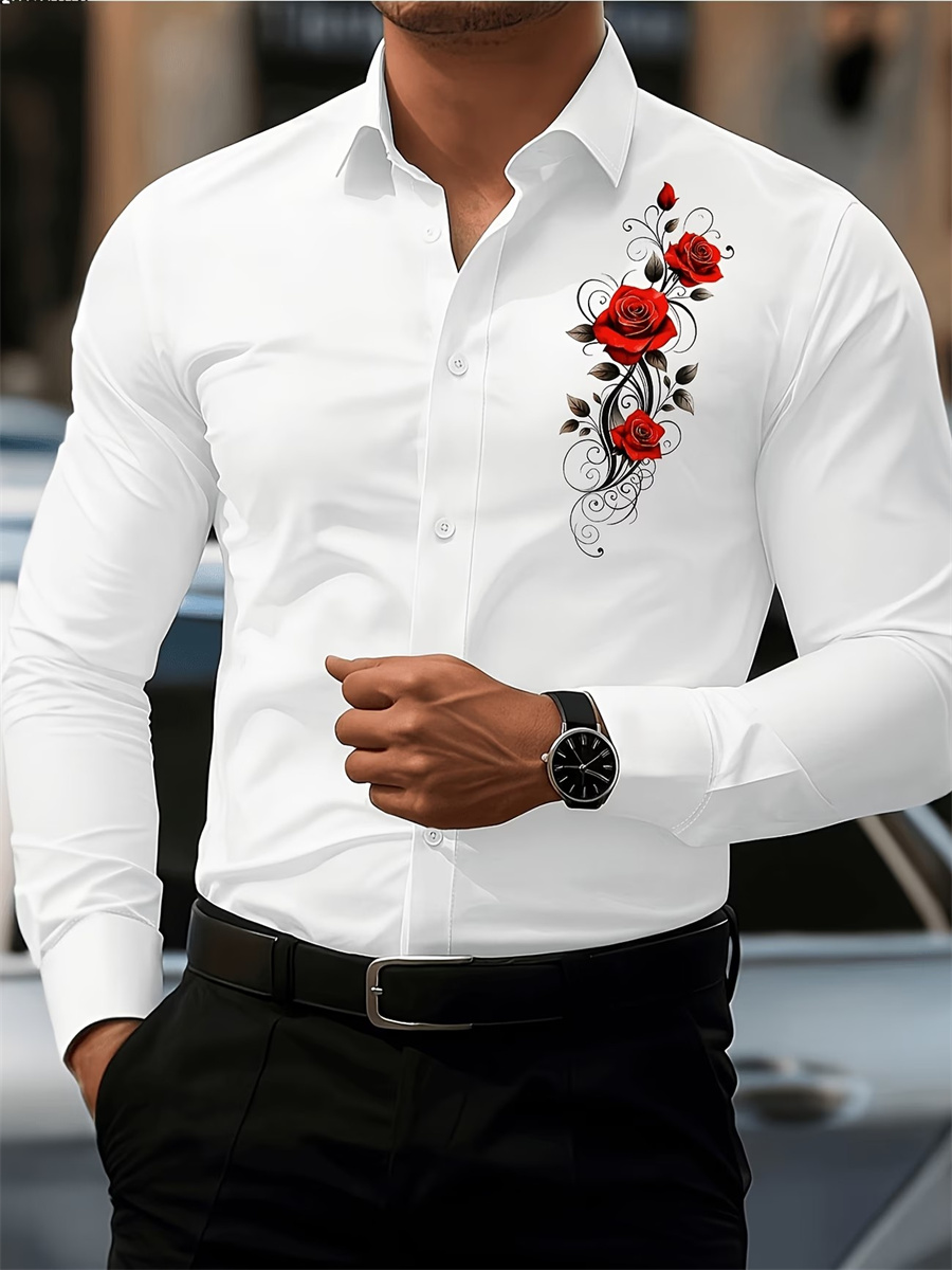 Erkek Kırmızı Gül Baskılı Uzun - Mens Fashion Clothes incelemesi ve fiyatı